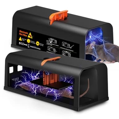 2 Packs Electric Rat Traps Indoor for Home, Electronic Mouse Trap Zapper, Rat Killer with Powerful Voltage, Effective Mouse Zapper for Rats and Mice - No Touch Reusable Rat Zapper to Protect Your Home