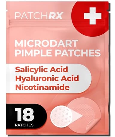 PatchRx Micro Needle Pimple Patch (18 Pack) - Hydrocolloid Micropoint Pimple Patch For Acne & Pimples, Microdart Patch, Micro Dart Pimple Patches