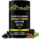 Shilajit Gummies, Pure Himalayan Shilajit Gummies Gold Grade, No Added Sugar | 85+ Trace Minerals | Ashwagandha, Gokshura for Men & Women | 60 Gummies for Energy Boost & Immune Support, Gold