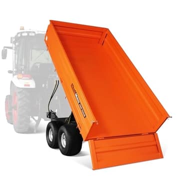 MechMaxx 2-Ton Capacity Hydraulic Dumping Heavy-Duty Dump Dumper Cart Agricultural Farm Trailer Cart Mechanical Trailer with Tail Light, Model DT4X8