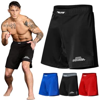 Elite Sports Men's New Item Jack Series Fight Shorts, Black, Medium