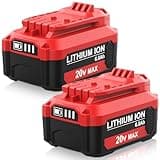 2 Pack 20V 6.0Ah CMCB202-2 Replacement for Craftsman V20 Lithium Ion Battery Compatible with Craftsman 20V Battery Lithium MAX CMCB205 CMCB204 CMCB206 CMCB202 CMCB201 Cordless Power Tools (Red) (Red)