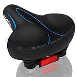Oversized Bike Seat, Wide Bicycle Seat for Women Men Comfort, Universal Waterproof Bike Saddle Replacement with Safety Reflective Strip for Peloton, Exercise Bikes, Cruiser, City Bikes
