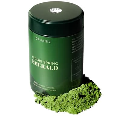 Midori Spring Organic Authentic Japanese Ceremonial Matcha Powder Emerald, USDA Organic, Kosher, Vegan