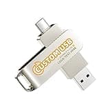 Bilious Custom Personalized USB C Flash Drive 32GB/64GB/128GB/256GB, Metal 360° Rotation Style USB 3.0 Thumb Drive, 2 in 1 Dual Portable Memory Stick, Waterproof Jump Drive