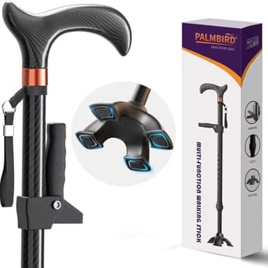 Carbon Fiber Walking Cane for Seniors - Lightweight Adjustable Mobility Cane with Ergonomic Assist Handle & Grip for Elderly Men and Women