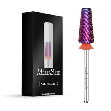 MelodySusie Professional 5 in 1 Nail Drill Bits, 3/32'' Carbide Tungsten Multi-function, Suitable for Manicure Pedicure Cuticle Gel Polishing, Purple, Fine