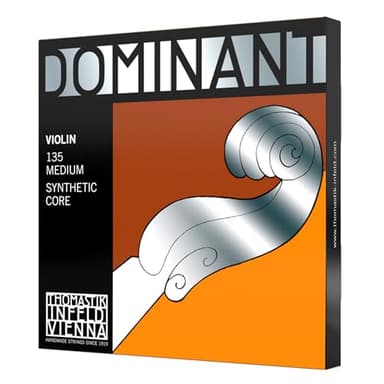 Thomastik-Infeld Dominant Violin Strings Complete Set, 4/4 Size, Medium Tension - 135 - Synthetic Core A & D Aluminum, G Silver Wound, E Steel Removable Ball End - The Reference Standard for Violin
