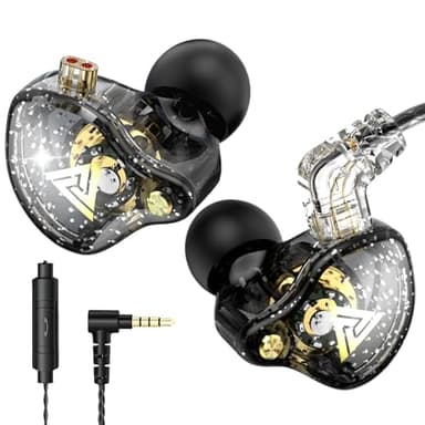 HJX QKZ AK6 Pro Wired IEM for Gaming Earbuds with MIC, in Ear Monitor Headphones, Deep Bass Sound, 1DD 11mm Dynamic Driver, IEM for Music Video Calling (Black)