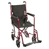 Drive Medical Deluxe Lightweight Aluminum Transport Wheelchair, Black, 17"
