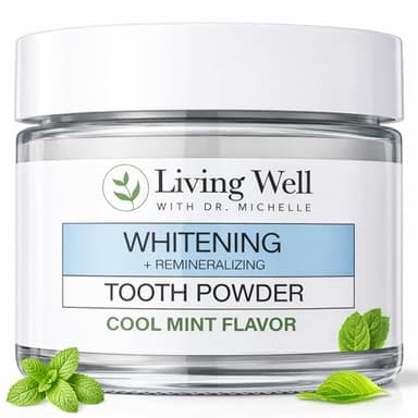 Living Well with Dr. Michelle Remineralizing & Whitening Tooth Powder Cool Mint | Fluoride-Free Hydroxyapatite Formula | Supports Enamel Strength and Natural Whitening