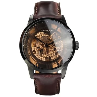 FORSINING Men's Automatic Watch with Mechanical Movement, Skeleton Dial and Leather Band