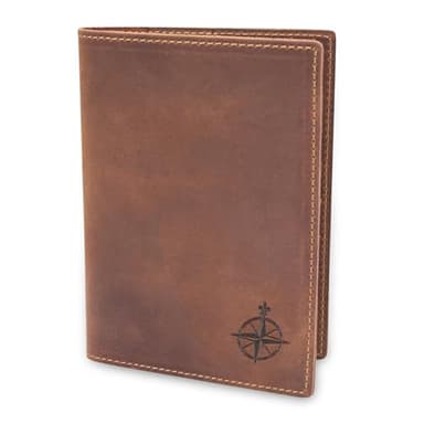 WANDERINGS Leather Travel Wallet with Passport Holder - 5.5" x 4" - Genuine Leather Case with RFID Blocking for Men and Women - Folding Wallet for Passports