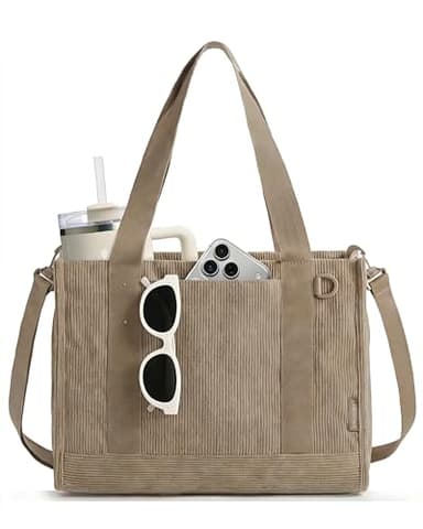 BAGSMART Corduroy Tote Bag for Women Work, Small Crossbody Bag for Teacher