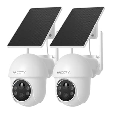 ARCCTV Solar Security Cameras Wireless Outdoor, 4MP 360° View Battery Powered Outdoor Camera, Night Vision with Spotlight, 2-Way Audio, PIR Motion Sensor, 2.4G/5G Dual Band WiFi (2 Pack)
