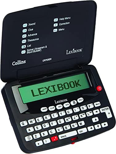 LEXiBOOK - Collins Bradford, Electronic Crossword Solver, Bradford, Phonetic Spell-Correction, Words Games, Electronic, with Battery, Black/White, CR753EN