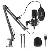 USB Microphone, MAONO 192KHZ/24Bit Plug & Play PC Computer Podcast Condenser Cardioid Metal Mic Kit with Professional Sound Chipset for Recording, Gaming, Singing, YouTube (AU-A04)