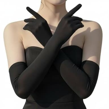 JOMOCARE Cosplay Gloves Long Tight Strech Gloves for Cosplay Costume Green Screen (Black)