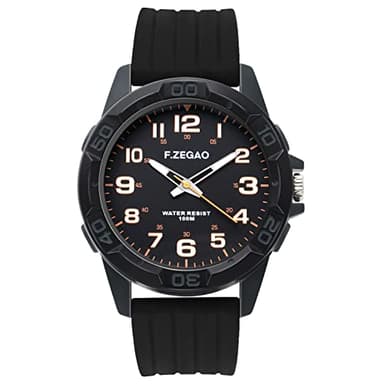 F.ZEGAO Waterproof Watch for Swimming, 100M Easy Read Free Diving Watch, Unisex Second Hand Diver Analog Watch Men with Large Face, 45mm Diameter