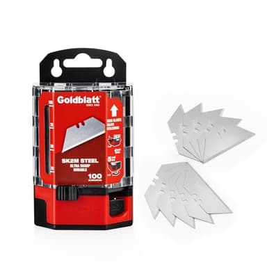 Goldblatt 100-Pack Utility Blades Premium Tempered SK2M Steel with Dispenser (G08283)