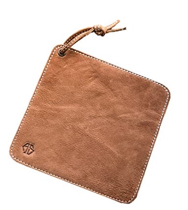 Angus Stoke Potholders Made of Buffalo Leather | Handmade, Heat Resistant and Double Layered | hot Pads Holder Fran (Brown, 2)