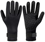 3mm Neoprene Gloves Diving Gloves Wetsuit Gloves, Anti Slip Fishing Gloves Surfing Glove with Adjustable Wrist Strap, Water Proof Gloves Pool Glove Swim Gloves Ice Fishing Gloves (Black, X-Large)