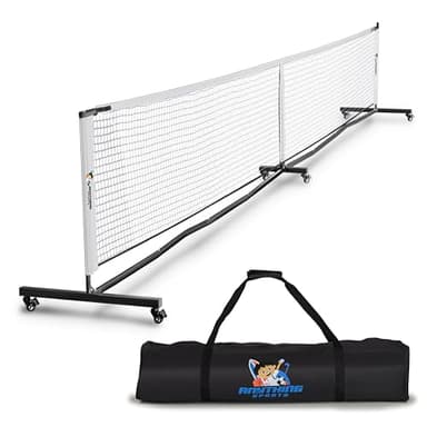 Deluxe Heavy Duty Pickleball Net with Wheels – Regulation Size Portable Net System with Lockable Wheels & Wheeled Carry Case | Tournament-Ready, Fast Setup | Backyard, Driveway, Gym & Court Use