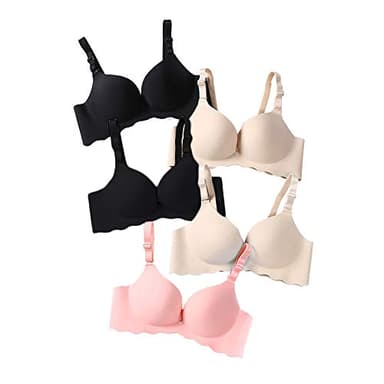 Pack of 5,Women Comfort No Wire Bras Seamless No Show Bra Pack (2black+2beige+1pink, 30B)