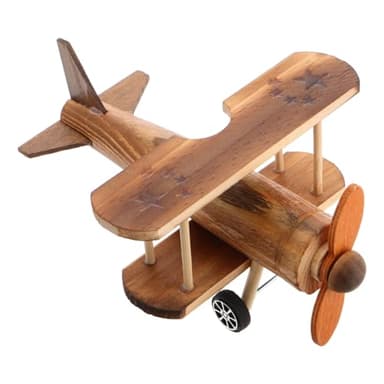 TOYANDONA Vintage Wooden Airplane Model Decoration Retro Biplane Ornament for Home Office Desk Decor Wooden Toy Airplane Unique Antique Aircraft Decor for Boy Girl