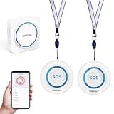 SINGCALL Tuya WiFi SOS Wireless Calling Caregiver Pager System Calling Alert System for Patients Seniors Elderly Disabled 1 Plugin Receiver 2 Smart Emergency Call Button (2.4GHz only)