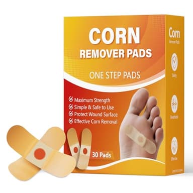 Corn Remover Pads for Feet & Toes - Medicated Patches with 40% Salicylic Acid, Extra Strength Callus Treatment for Small Corns & Calluses, All-Day Adhesive Protection for Active Adults, 30 Count