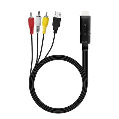 Mcbazel RCA to HDMI Converter Cable (6ft/1.8m) - All-in-One AV to HDMI Adapter Cord for VHS VCR DVD Players - Plug and Play 1080P Upscaling Composite Video to HDMI Monitor Support PAL/NTSC