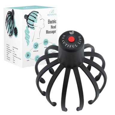 BERVASTO Head Massager Scalp Electric with 3 Modes, 360 Degree Head Massager Rechargeable Portable, Head Scratcher for Stress Relax