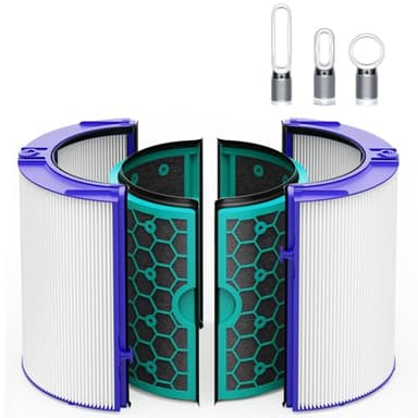 TP04 Replacement Filter for Dyson TP04 HP04 DP04 TP05 DP05 Air Purifier Sealed Two Stage Pure Cool Fan Combi 360° Glass HEPA Filter & Activated Carbon Filter, #969048-01, Purple/Teal