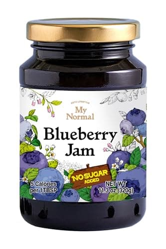 My Normal No Sugar Blueberry Jam Diabetic-Friendly, Blueberry 55% Fruit Jelly with Allulose, Keto & Zero Sugar Jam - Only 4 Ingredients, No Artificial Additives (320g, 11.28 oz)