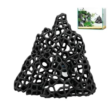 TYZEMKO Cave with Suction Cup, Aquarium Betta Fish Hideout Habitat Decor, Stable Resting Hiding Place for Cherry Shrimp, Dwarf Shrimp, Guppy and Small Fish (Black)