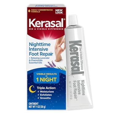 Kerasal Nighttime Intensive Foot Repair, Skin Healing Ointment for Cracked Heels and Dry Feet, 1 oz (Packaging May Vary)