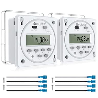 Neoteck DC 12V/16A Digital Timer Switch 7 Day Time Relay Programmable Timer Switch with Wire Connectors and Waterproof Cover for Lights, Fans, Motors (2)