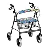Vanideaoty Hummingbird Floral Rollator Seat Cushion Back Bar Cover Set Rollator Walker Seat Back Covers Stretchable Material Protection Decor Suitable for Parks