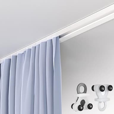 Hidden Curtain Track Ceiling Mount Rod, Recessed Aluminum Single Curtain Sliding Rail, Silent Curtain Track System for Bedroom/Privacy Shelter/Dressing Room/Room Divider (White, 1m（3.3ft）)