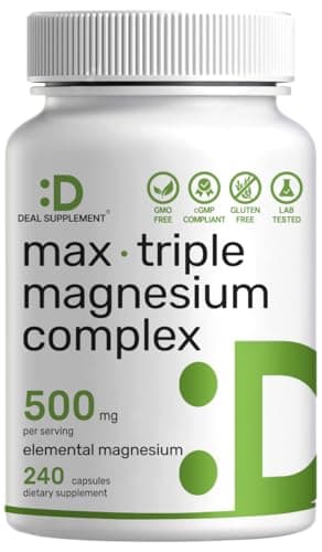 Magnesium Complex 1,000mg, 240 Capsules – Triple Magnesium Complex with Magnesium Glycinate, Citrate, Oxide – Mineral Supplements with Max Strength Elemental Forms + 100% Chelated & Purified