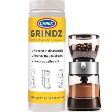 Urnex Grindz Professional Coffee Grinder Cleaning Tablets - 430 Grams - All Natural Food Safe Gluten Free - Cleans Burr and Casing - Help Extend Life of Your Grinder