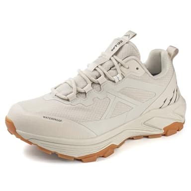 CC-Los Women's Hiking Waterproof Shoes Supportive Cushion Sole Stable Outdoor Walking Shoes All-Day Comfort Beige Size 6
