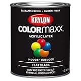 1 qt Krylon K05647007 Black COLORmaxx Paint & Primer, Flat
