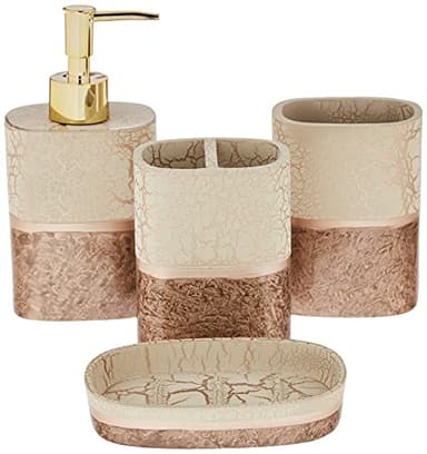 Sweet Home Collection Bathroom Accessories Unique Collections Modern Classic Contemporary Decorative Beautiful Designs Bath Shower Tub Décor, 4 Piece Set, Parker(Pack of 1)