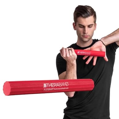 THERABAND FlexBar, Tennis Elbow Therapy Bar, Relieve Tendonitis Pain & Improve Grip Strength, Resistance Bar for Golfers Elbow & Tendinitis, Red, Light, Beginner