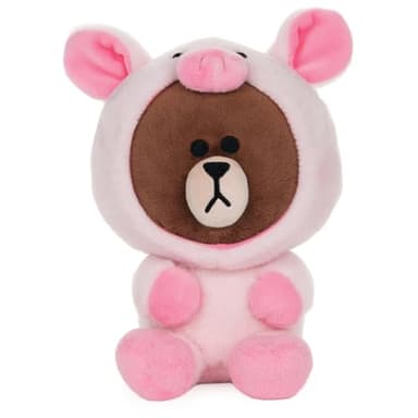 GUND LINE Friends Piggy Brown Bear Plush Stuffed Animal, 7"