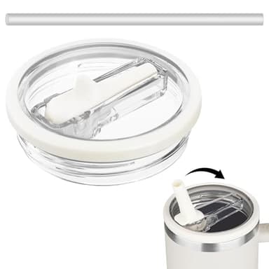 40 oz Leak Proof Lid for Stanley Cup Accessories with Flip Straw, Spill Proof Lid Replacement, No Spill Cup Top for Cream Stanley Quencher (Beige, 1 Pack)