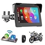 Motorcycle Wireless Carplay Screen for Apple carplay & Android Auto, 7" Portable Waterproof Touchscreen - Support car Play GPS Navigation/Dual BT/Voice Control for Motorcycle Riders