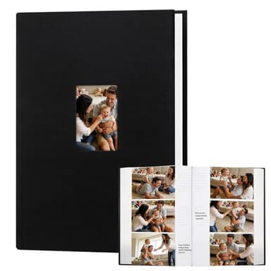 Aevdor 450 Pockets Photo Album 4x6 with Writing Space, Large Capacity Baby Wedding Family Picture Album with Notes, Linen Cover Acid Free Pages Photo Book for Family Wedding Baby Party Pictures, Black
